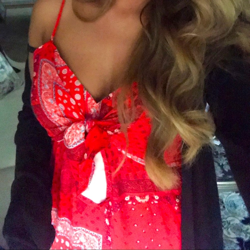 Red Tie Scarf Mini Dress
